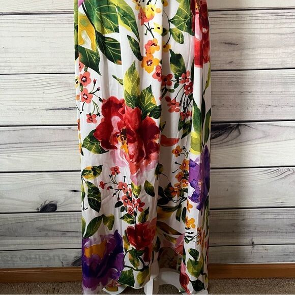 London Times Emiliana Silky Ivory Floral Midi Dress - Picture 7 of 12